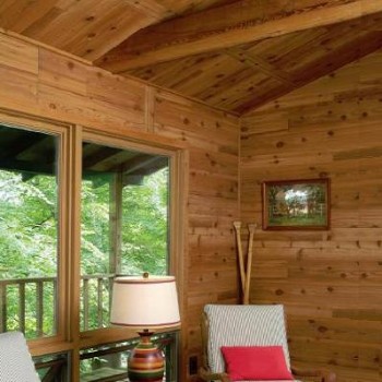 Western red cedar wall paneling.