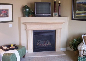 Installed corner mantel.
