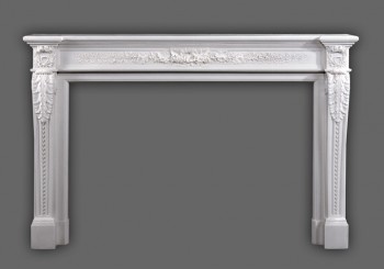 The elegant Auguste marble mantel.