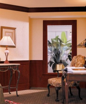 New England Classic Rustic distressed, hand-scraped maple door and window trim includes three lengths of two-peice trim (a cap and a rail.)  Cut on site to fit around your doors and windows to integrate perfectly with your wainscot paneling project.