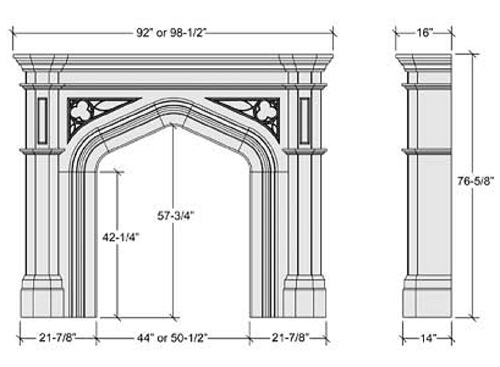 Gothic Stone Mantel Illustration Diagram