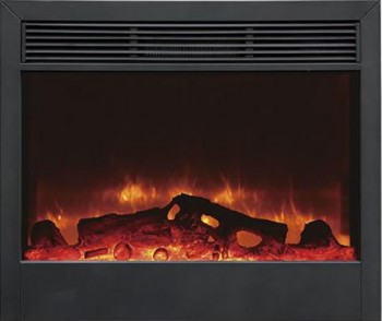 SD39" Electric Fireplace, features realistic flames, space heater (5,000 Btu's at High) and a remote control.  Inserts into a cabinet, a mantel or into the wall.  Approximately 39"W x 32"H x 8"D