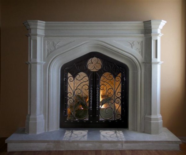 Let the Gothic stone mantel be the center of attention in your home or office.