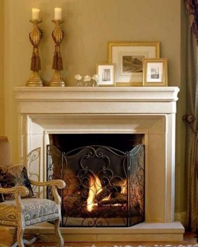 The Baron thin cast stone mantel.