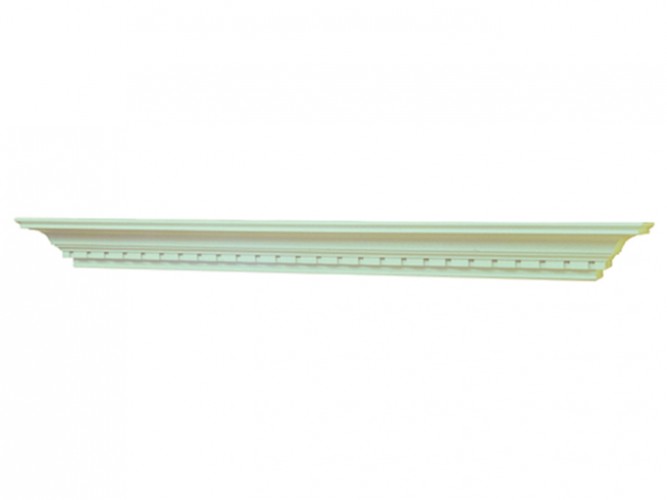 Dentil molding near the bottom of the mantel shelf