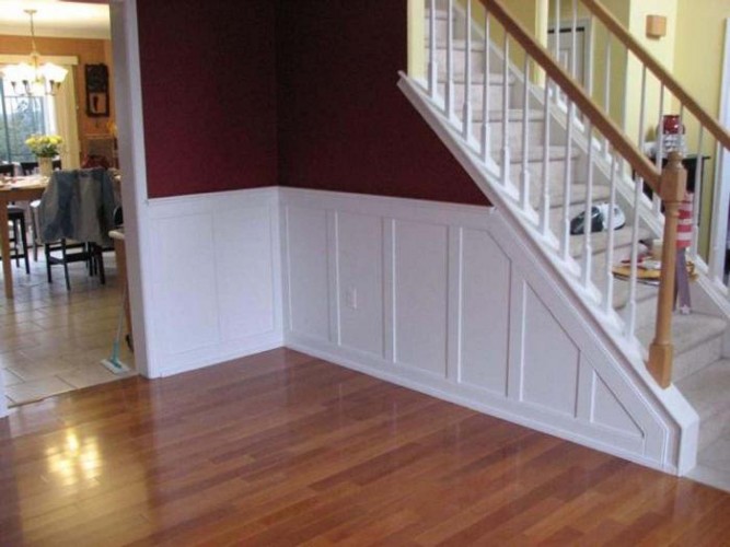 Custom cut our Classic American Flat Paneling System to align with stairways or other architectural elements.