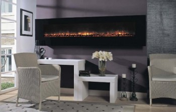 The BG240 wall mount electric fireplace is large, to make a statement in nearly any setting.  It includes electric bulb generated "flames" for energy efficiency and long life. Multi-function infrared remote control included!