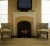 A beautiful arched custom wood fireplace mantel.