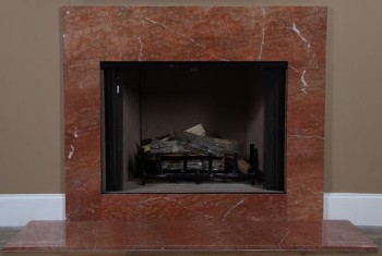 Installed picture of the Rojo marble facing