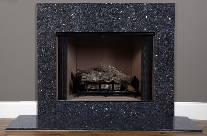 Installed picture of the Blue Pearl granite facing.