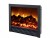 Detailed view of our SD27" Electric Fireplace that comes with wide trim to act as a surround.  Fireplace features electric flame technology and a two stage space heater (5,200 Btu's at High) that will warm up to 400 square feet.  Remote control included.  Inserts into a cabinet, a mantel or into the wall and the surround trim helps conceal the opening. (Flame image enhanced.)