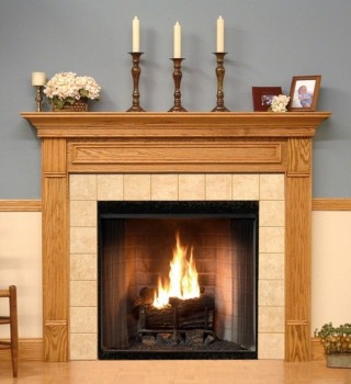 Representative of the Forestdale Fireplace Mantel Style, the mantel available is a "cabinet style" in red oak/unfinished