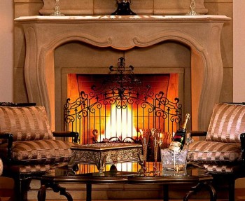 The Parc stone mantel shown with facing.